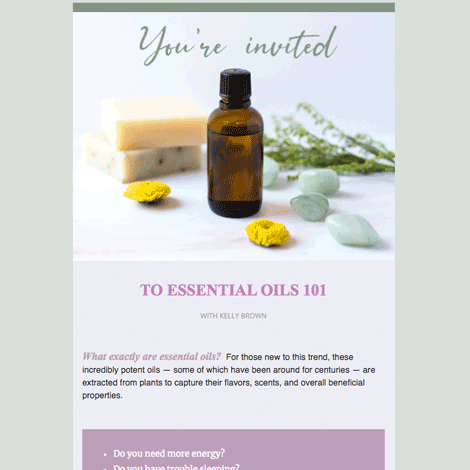 Online Essential Oil Class Invite